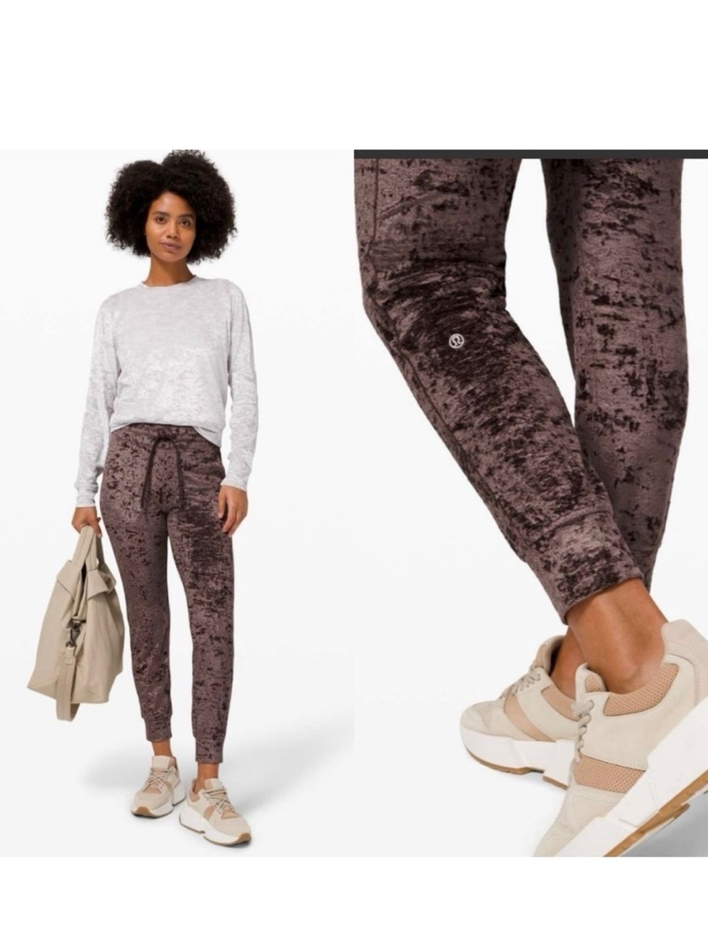 lululemon athletica Crushed Velvet Jogger Pants - Brown